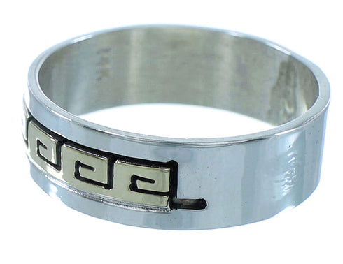14 Karat Gold Sterling Silver Native American Water Wave Ring Size 8-3/4 RX112244